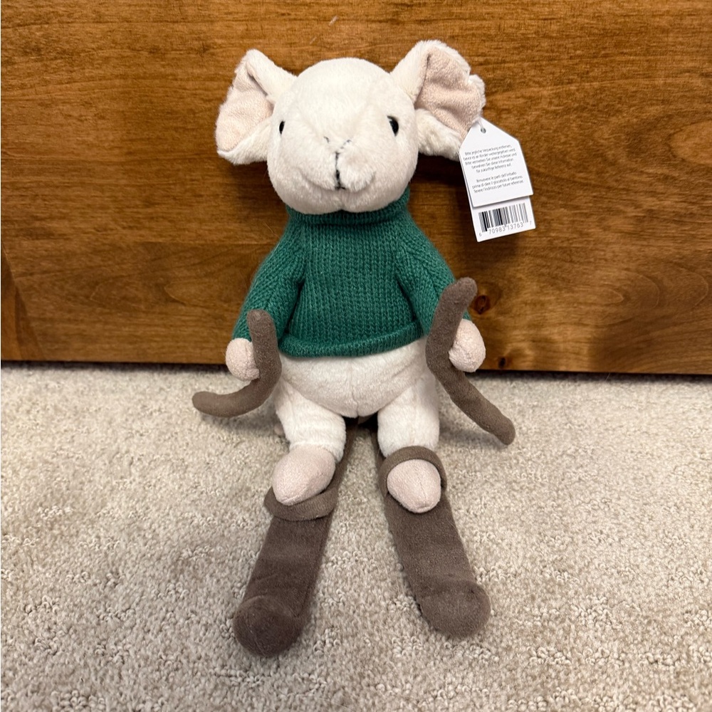 Jellycat Plush Mouse with Green Sweater